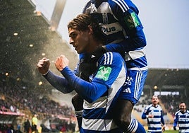 Jorge Pascual celebra su gol en León.