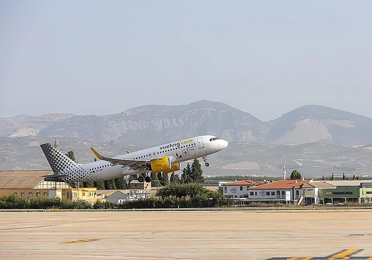 Un avión despega del aropuerto de Granada (Imagen de archivo).