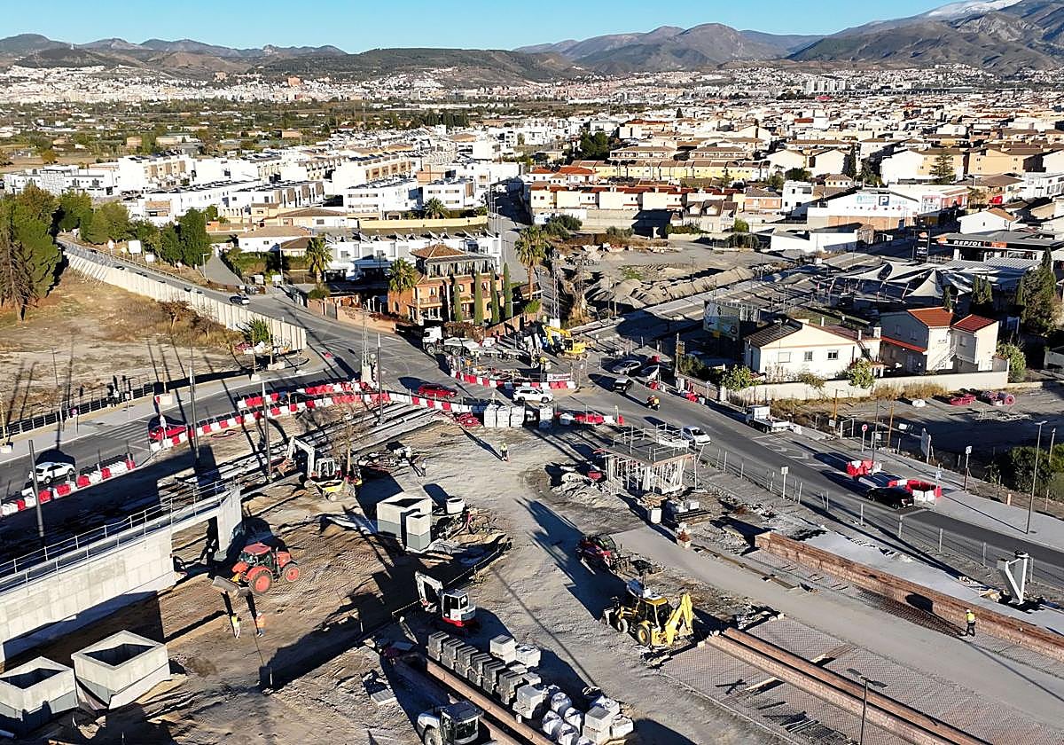 Obras de ampliación del metro en La Gloria.