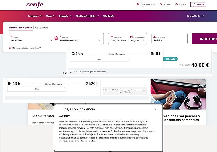 «El tren de vuelta sale mucho antes de que llegue. Tendría que coger el del día siguiente»