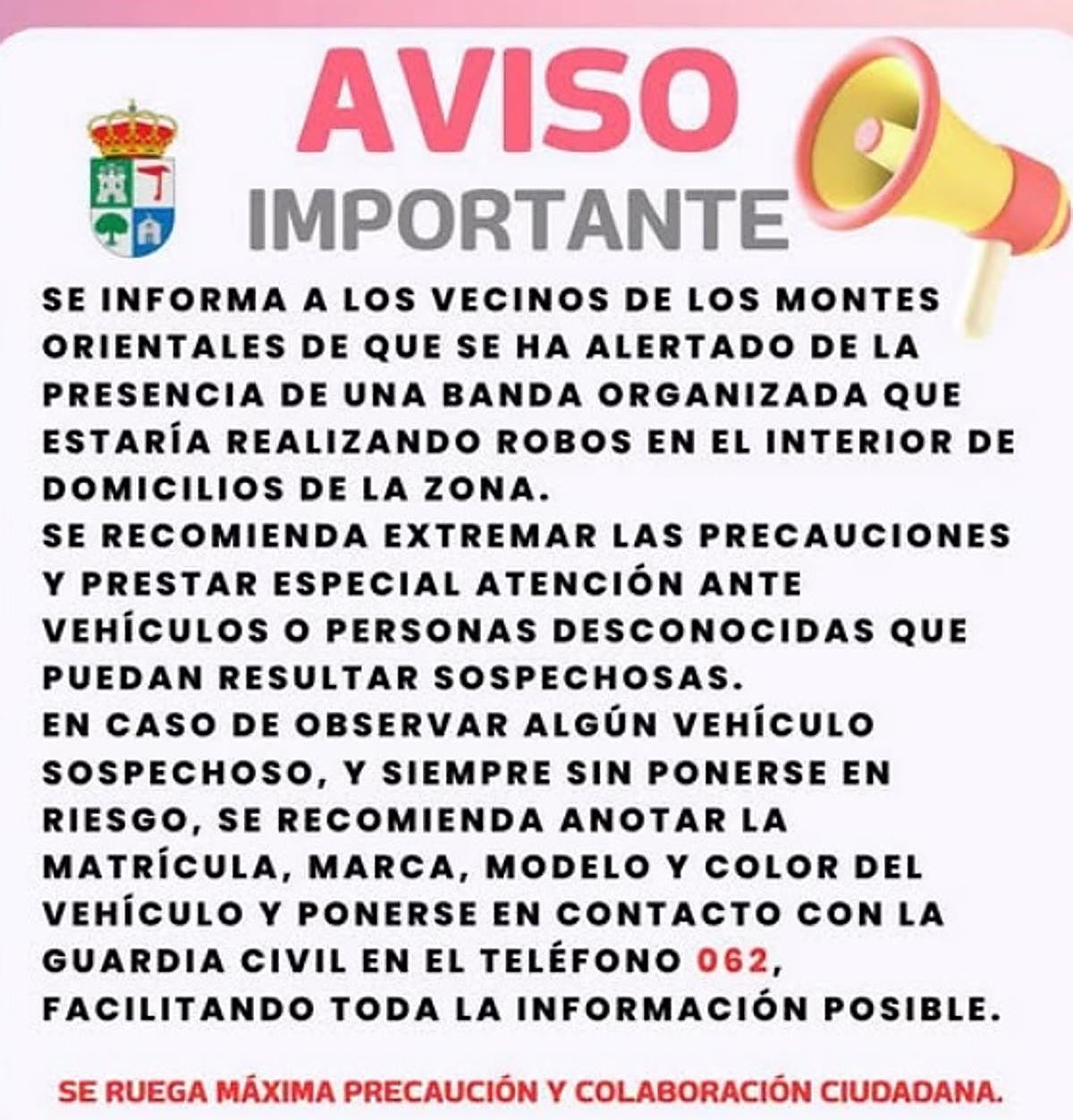 Aviso del Ayuntamiento de Montejícar