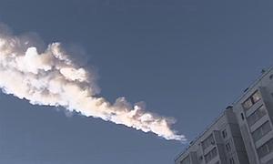 Imagen del meteorito que gha caído en el centro de Rusia./ Afp