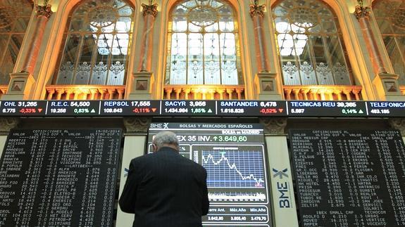 Vista del panel de la Bolsa de Madrid. 