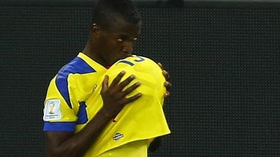 Enner Valencia celebra un gol contra Honduras. 