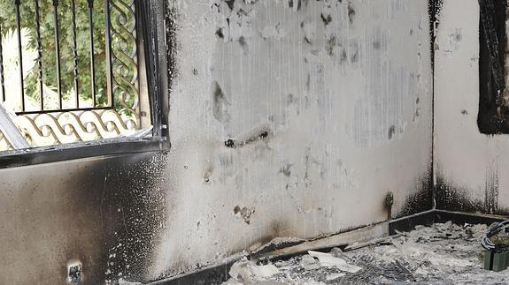 Daños causados por el ataque contra el consulado estadounidense en Bengasi. 