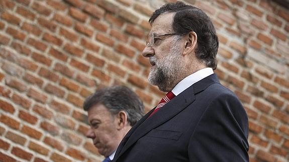 Mariano Rajoy y Juan Manuel Santos, hoy en Madrid. 