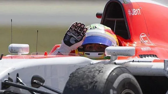 Roberto Merhi, al finalizar el GP de Hungría. 
