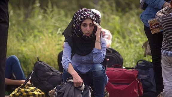 Una refugiada siria en el campamento de Horgos. 