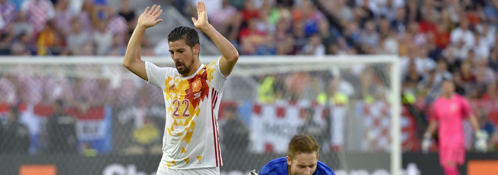 Nolito, durante un partido con la selección española. 