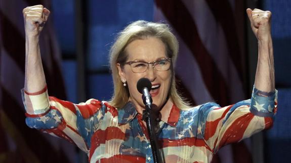 Meryl Streep. en su discurso de la Convención Democrática. 