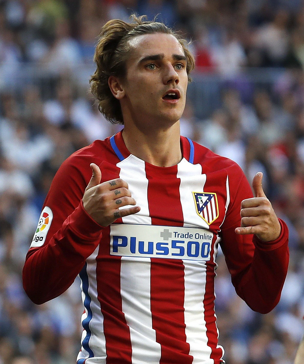 Griezmann celebra el gol al Real Madrid. 