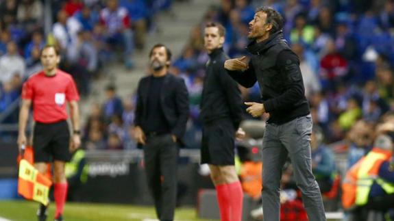 Luis Enrique, ante el Espanyol. 