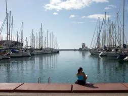 TRANQUILIDAD. Una mujer lee sentada en el Puerto de Almerimar. PEDROSA