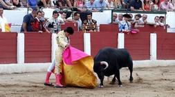 CURRO DÍAZ. El maestro linarense, alanceando a la verónica en la corrida de anteayer en Linares. /ENRIQUE
