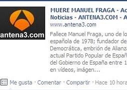 Antena 3 mata a Manuel Fraga para adelantar trabajo