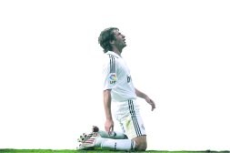 Raúl se arrodilla tras la consecución de un gol con el Real Madrid. / EFE
