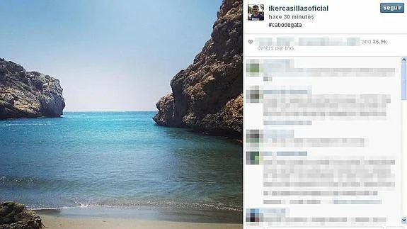 Casillas presume de las playas del Cabo de Gata en su Instagram