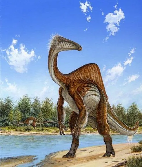 Ilustración del dinosaurio 'Deinocheirus mirificus'
