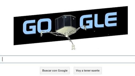 Sonda Philae aterriza en Google con el doodle del cometa