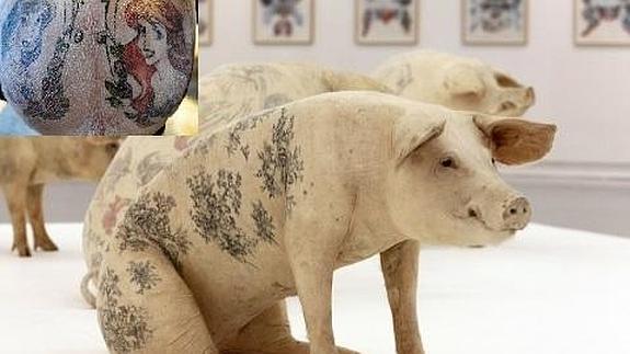 Cerdos tatuados con personajes Disney y logotipos Louis Vuitton por 76.000 euros