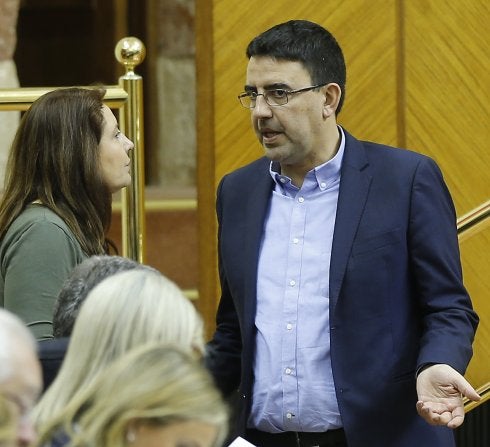 Carmen Crespo y Mario Jiménez, en el Parlamento. :: efe