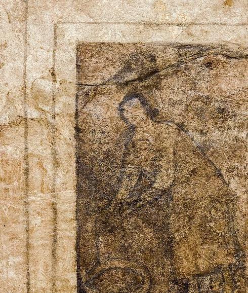 El mural con la que podría ser laprimera imagen de la Virgen, en Yale. Abajo, templo de Bel en Dura-Europos y la ‘Anunciación’ de Fra Angelico. 