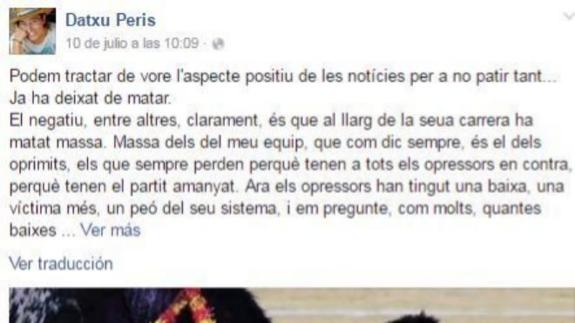 Una edil de Podemos celebra que Víctor Barrio "ya ha dejado de matar"