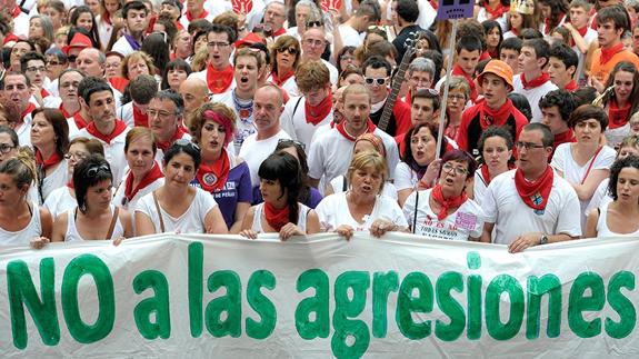 Protesta contra las agresiones sexuales en San Fermín.