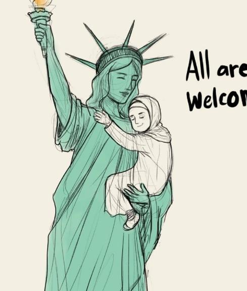 Revolución de dibujos en Twitter apoyando a los inmigrantes vetados por Trump