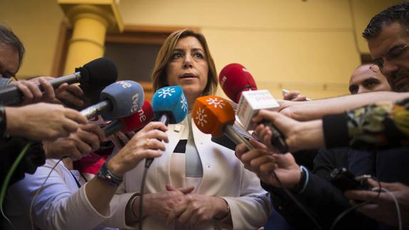 Susana Díaz, ayer en Peñarroya. 