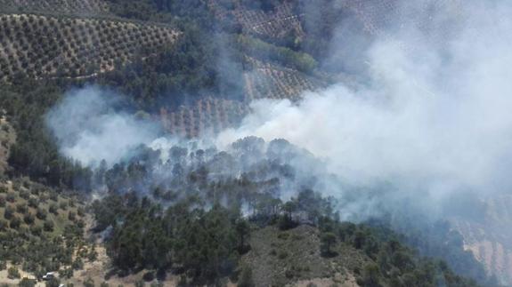 El incendio de Benatae afectó a 2,3 hectáreas de pinos y matorral