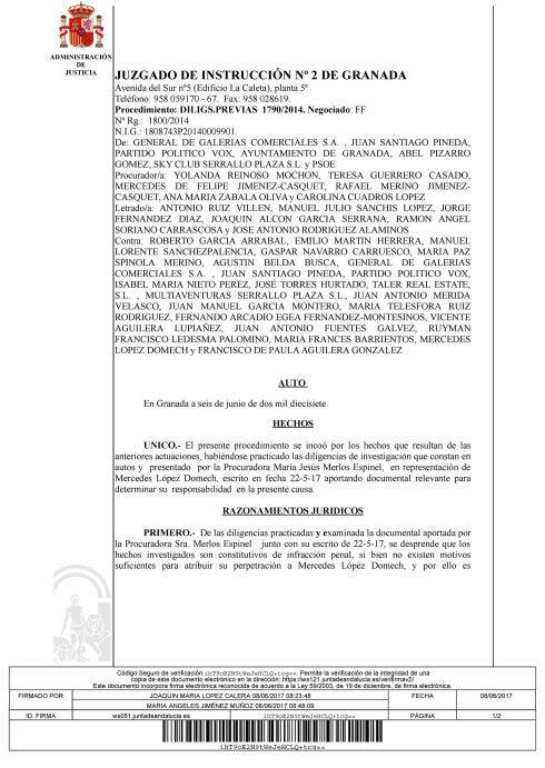 El juzgado archiva el 'caso Serrallo' para la exsecretaria y lo continúa para los ediles del PP