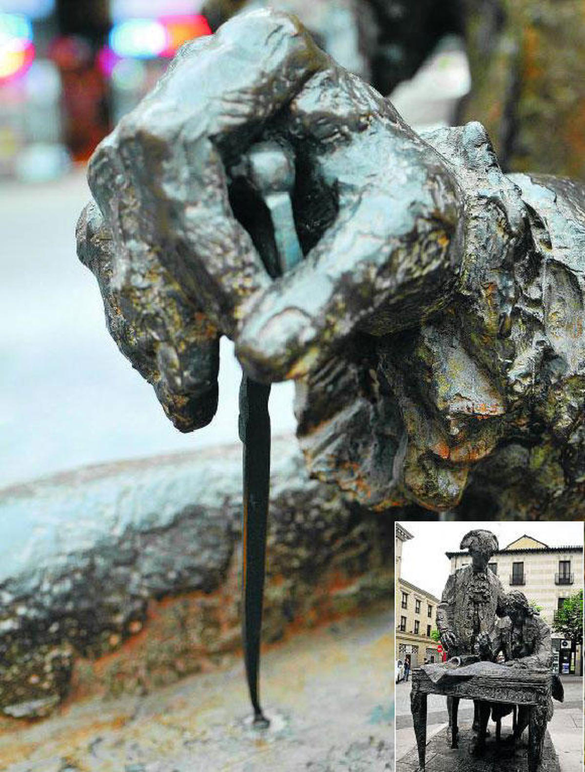 El Ayuntamiento investiga la desaparición de un elemento de la escultura de la plaza Poeta Iglesias
