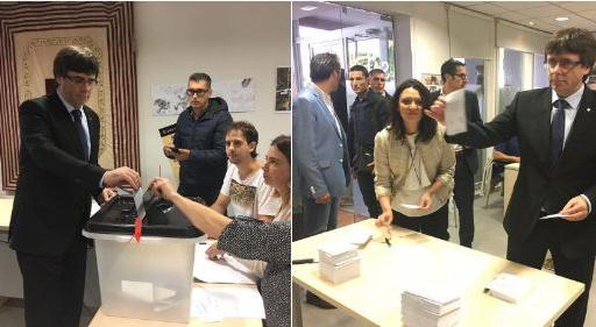 Puigdemont cambia de centro y vota en un colegio de Cornellá de Terri