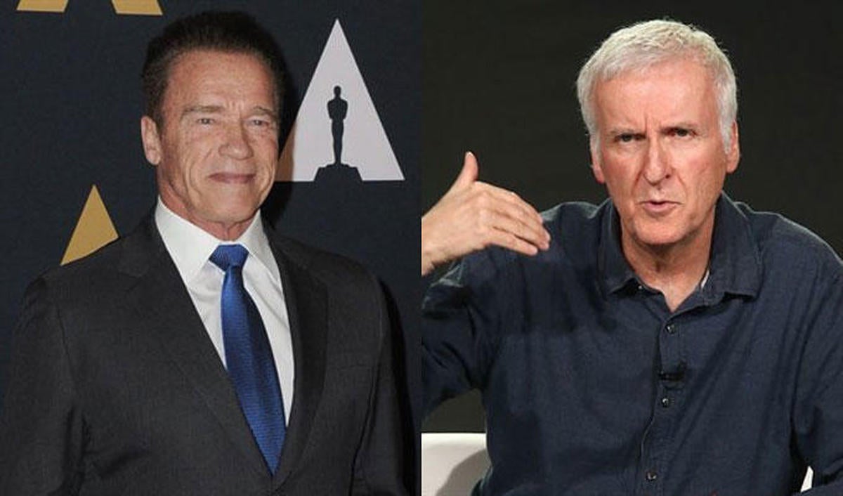 James Cameron y Arnold Schwarzenegger en Aldeadávila para el rodaje de Terminator 6