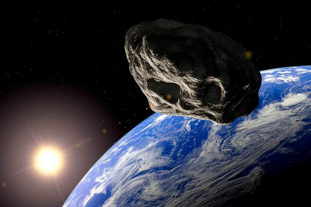 Recreación de un asteroide pasando junto a la Tierra.