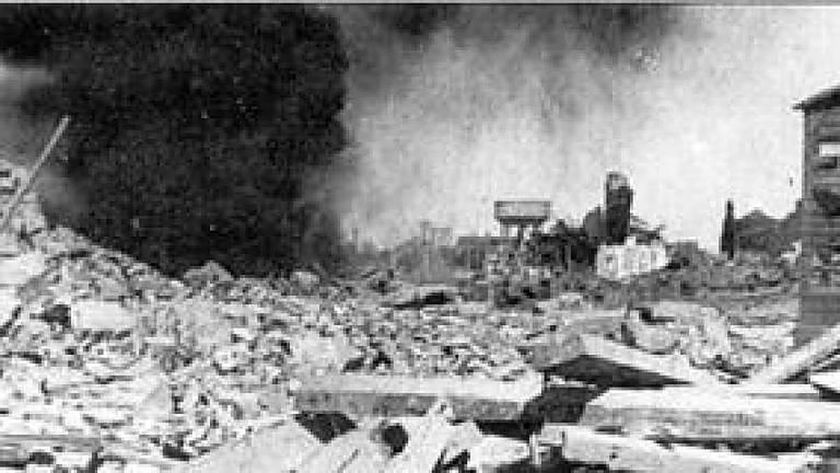 Imagen que refleja la destrucción de Peñaranda tras la explosión.