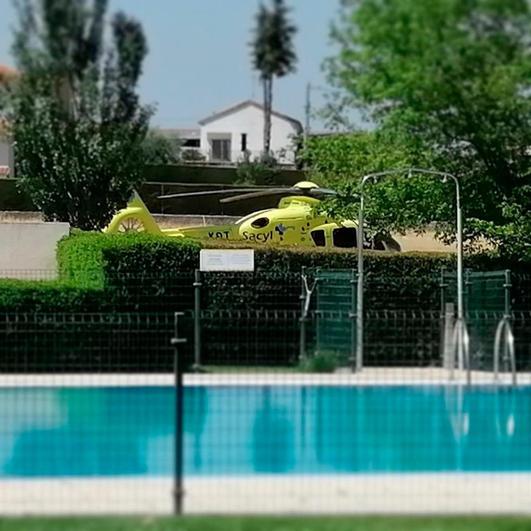 El helicóptero en el lugar.