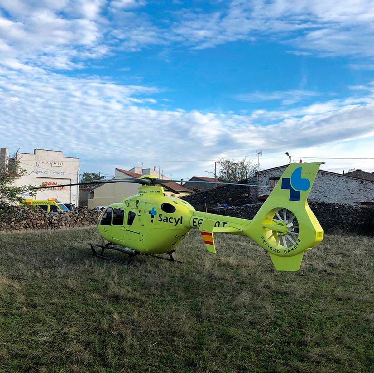 Un helicóptero medicalizado se desplazó a Pizarral para atender al herido