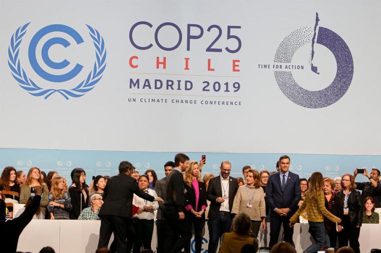 Visita de las instalaciones del COP25 de las autoridades españolas, entre ellas, el presidente del Gobierno en funciones, Pedro Sánchez.