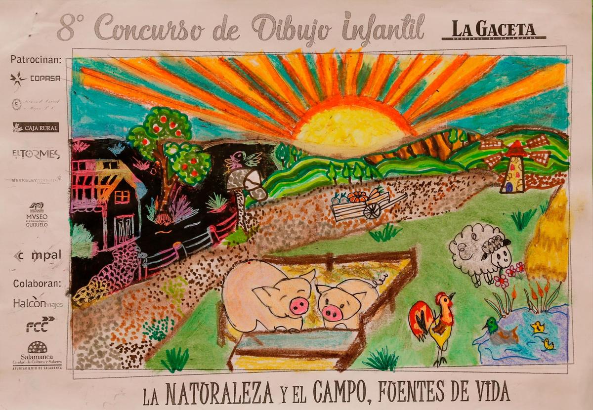 Categoría C de quinto y sexto de Primaria. En la categoría de los mayores Lucía Amargant ha sido la ganadora por el dibujo de una explotación agroganadera al amanecer utilizando varias técnicas. Mérito que ha logrado la alumna del Colegio San José de diez años. | ALMEIDA