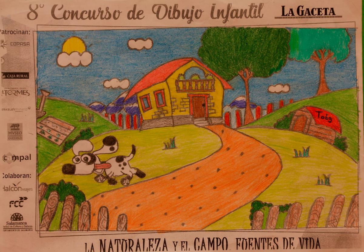 El tercer premio fue para el alumno de 11 años del centro Miguel de Cervantes de Guijuelo por la recreación de una granja en la que el auténtico protagonista es el perro de la explotación. | ALMEIDA