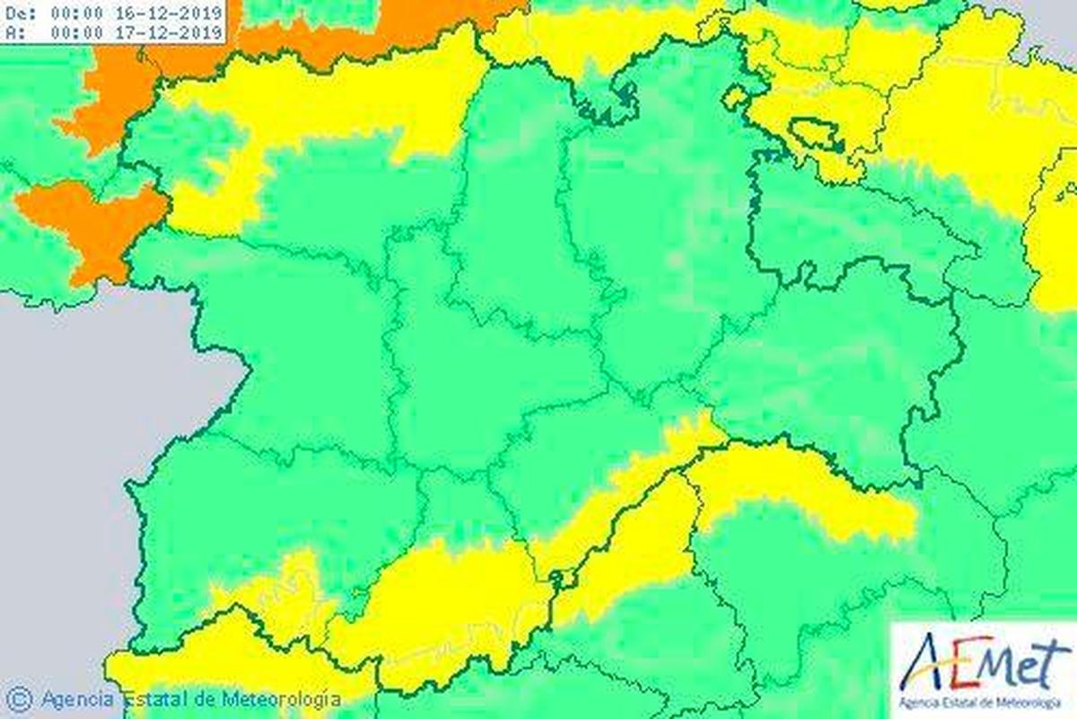 La alerta afecta a Ávila, Burgos, León, Salamanca y Segovia.