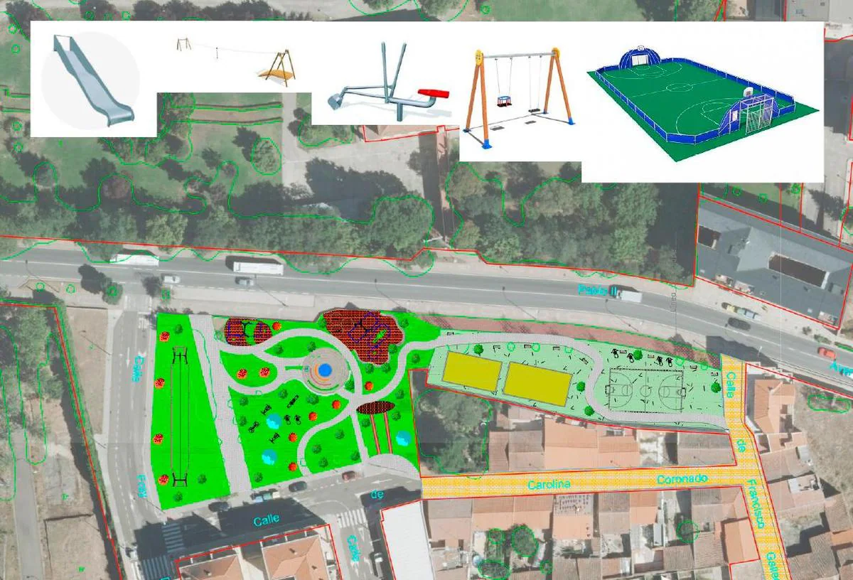 Así es la nueva zona con juegos infantiles, aparatos biosaludables y con pista polideportiva en Tejares