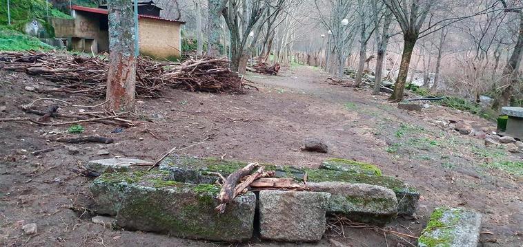 Imagen de la zona de El Plantío, junto al río Alagón, que quedó muy afectada por la crecida.