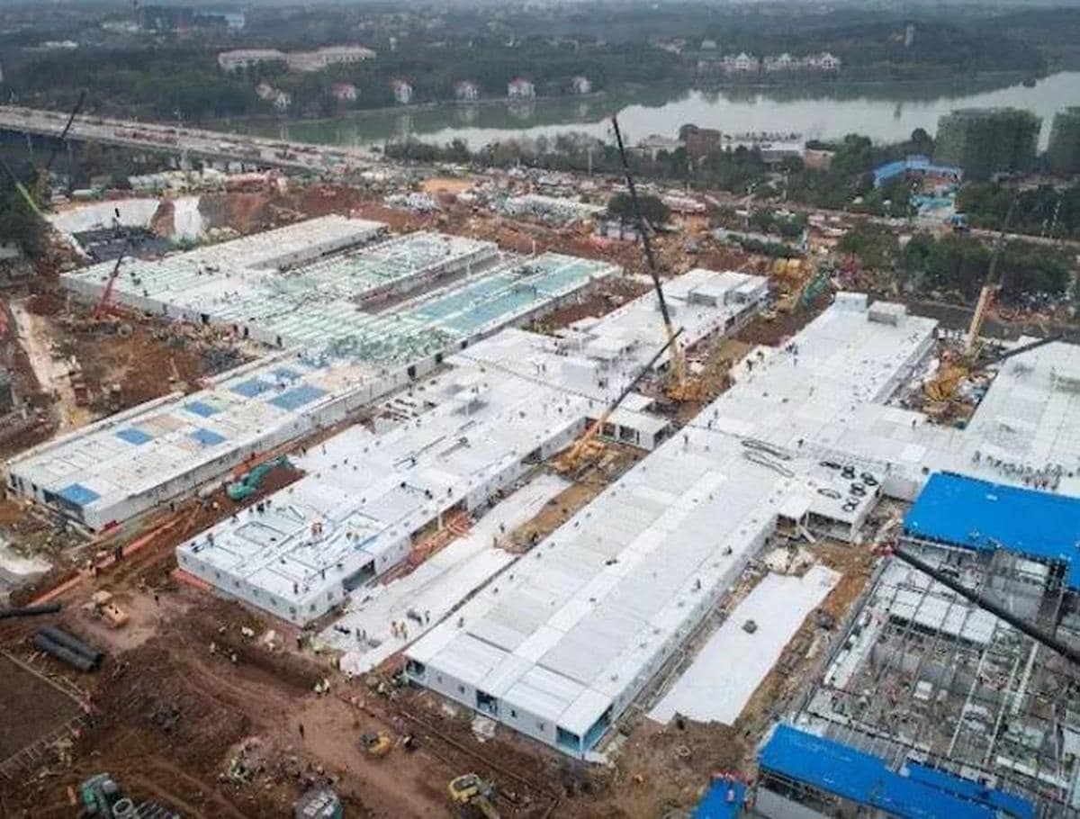 Hospital de Huoshenshan, construido en Wuhan, China, para combatir el nuevo coronavirus.