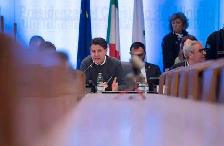 Giuseppe Conte en una reunión del Gobierno italiano en Roma.