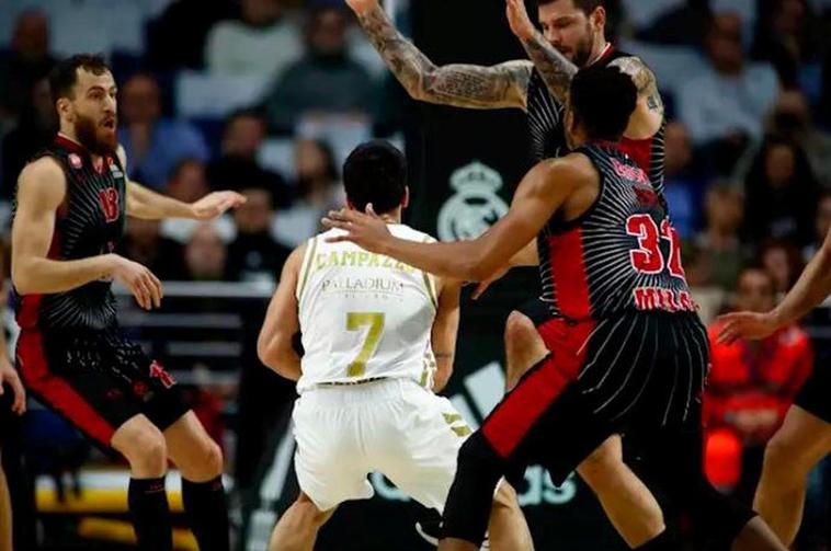 Partido de Euroliga entre el Real Madrid y el AX Armani Exchange Milan en el WiZink Center de Madrid.