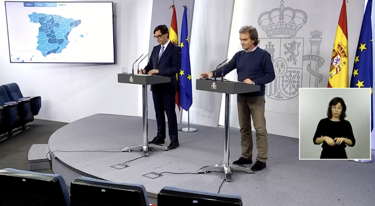 Salvador Illa y Fernando Simón en la rueda de prensa de este viernes.