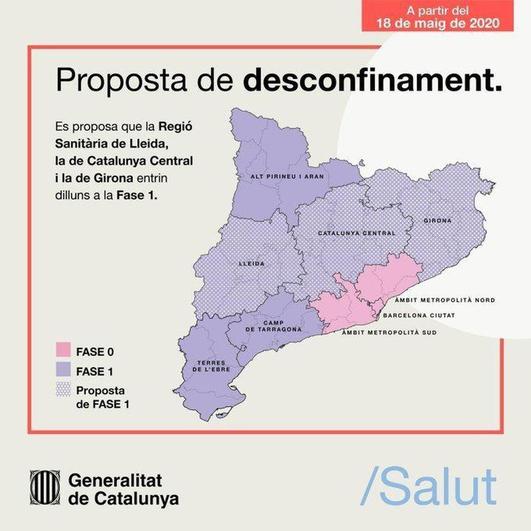 El Gobierno catalán propone que Gerona, Lérida y Cataluña central pasen a fase 1